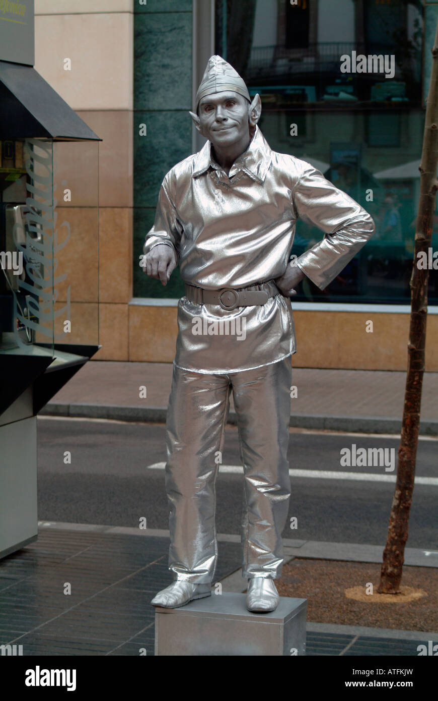 Lebende Statue Las Ramblas Barcelona Spanien Stockfoto