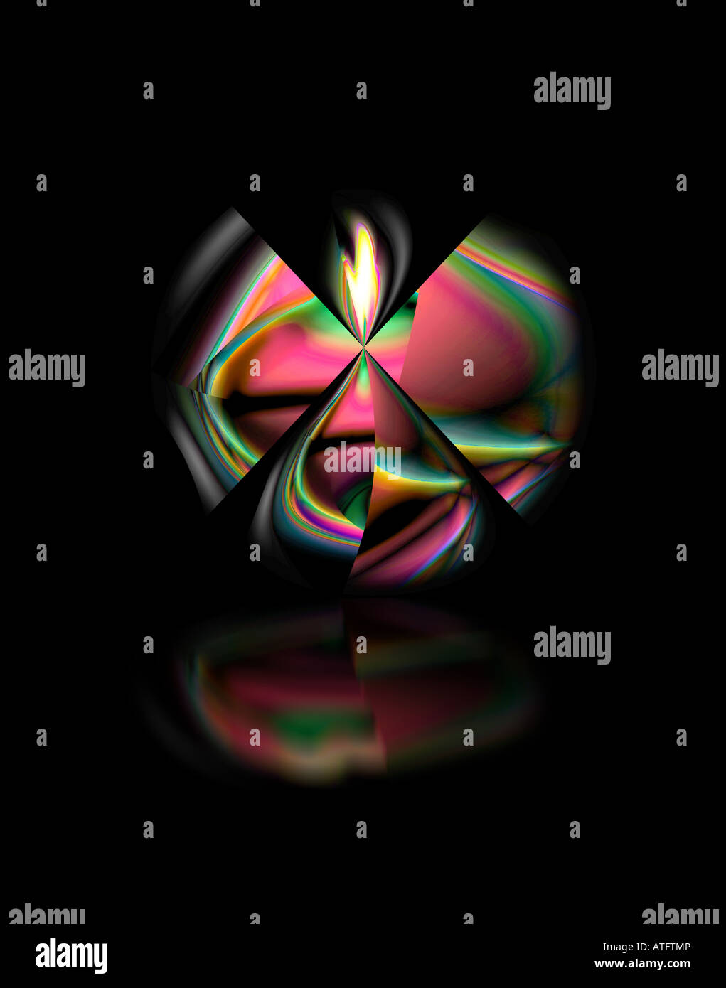Digital erstellt Sphäre des gebrochenen Farbformen Stockfoto