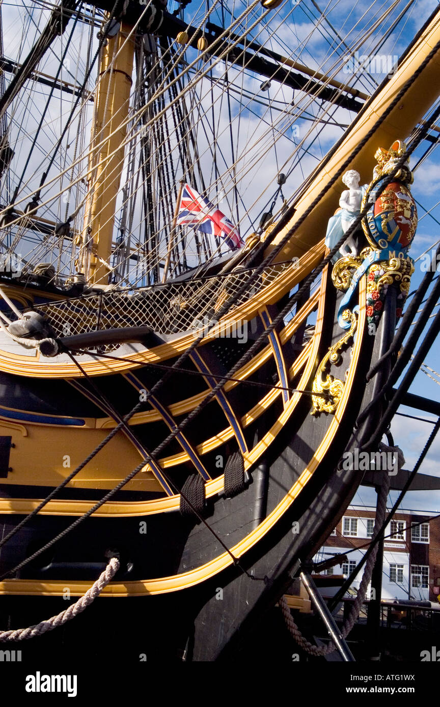 Die Figur Kopf und Bogen der HMS Victory in Portsmouth Stockfoto
