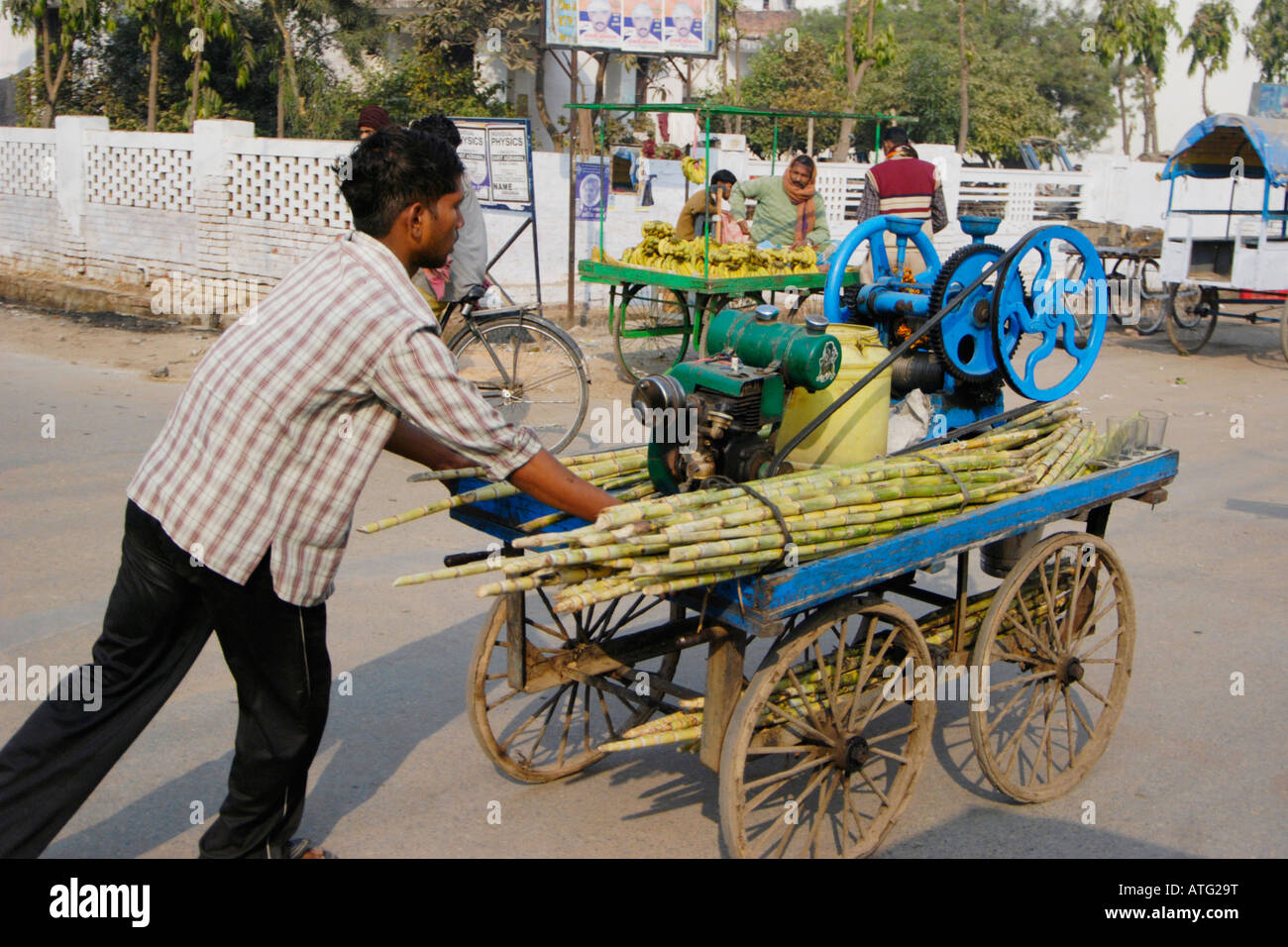 Zuckerrohr-Anbieter Varanasi - ehemals Benares - Indien Stockfoto