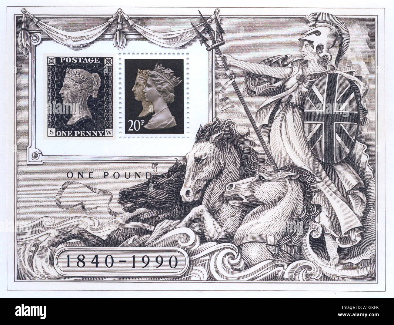 Cover der britischen Penny Black Briefmarke Stockfoto