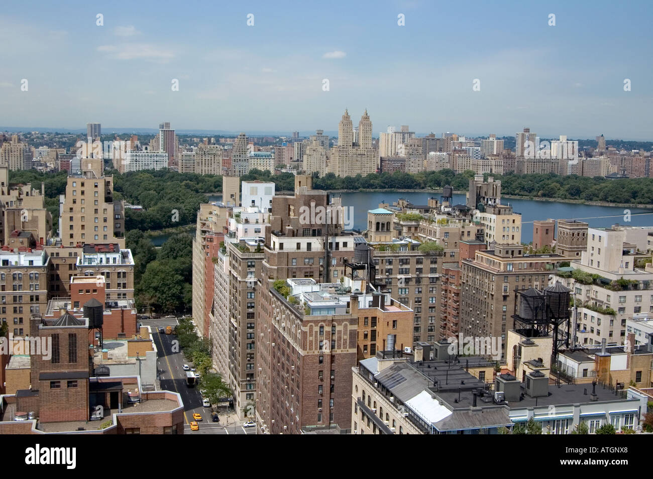 Blick vom East 86th Street, Central Park und Reservoir, New York, NY, USA Stockfoto