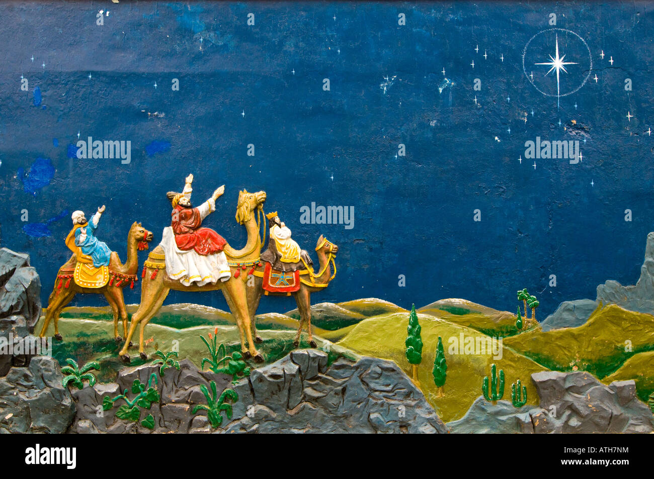 St. Josephs Kathedrale Wandbild in Hanoi, Vietnam Stockfoto