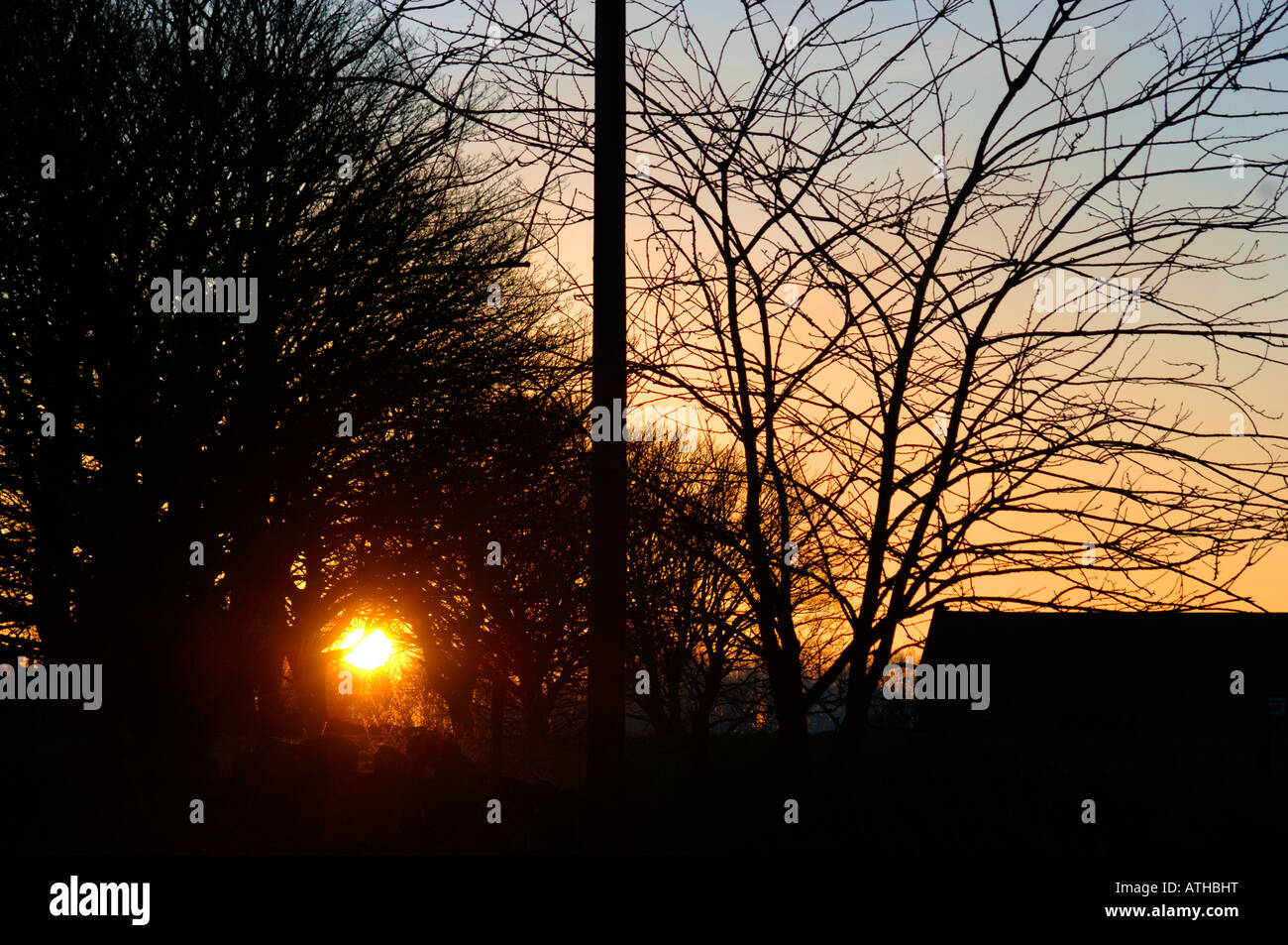 Staffordshire Landschaft Sonnenuntergang. Stockfoto