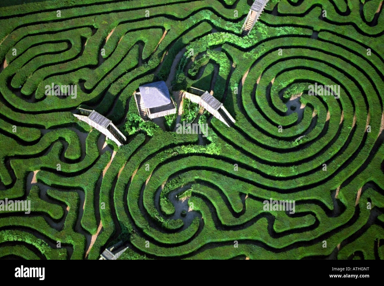 Longleat Labyrinth Luftaufnahme, Wiltshire, England Stockfoto