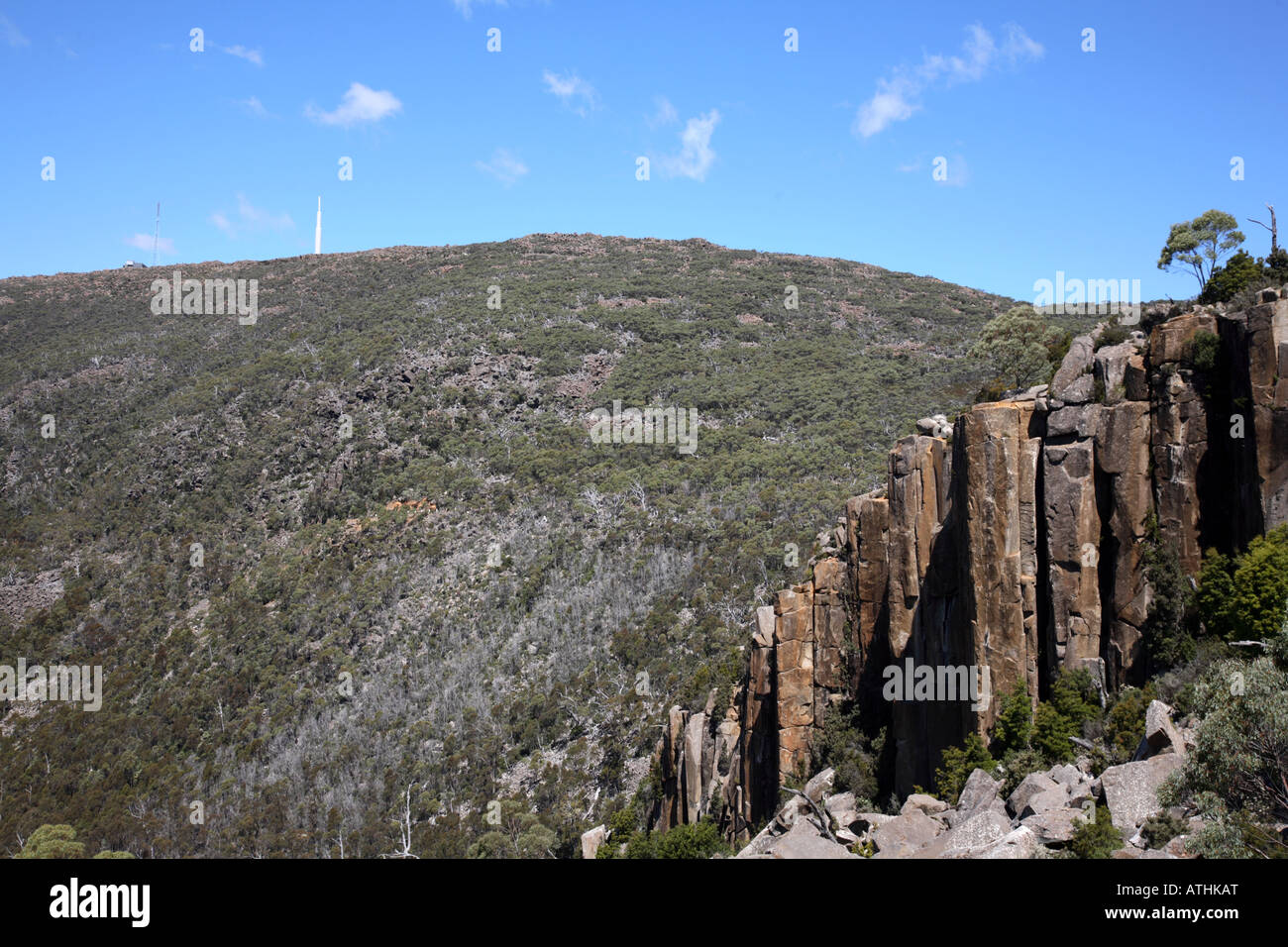 Der Gipfel des Mount Wellington von Lost World Hobart Tasmanien Australien gesehen Stockfoto