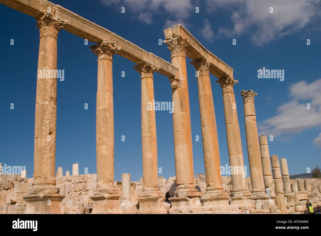 Korinthische Säulen, Jerash, Jordanien Stockfoto