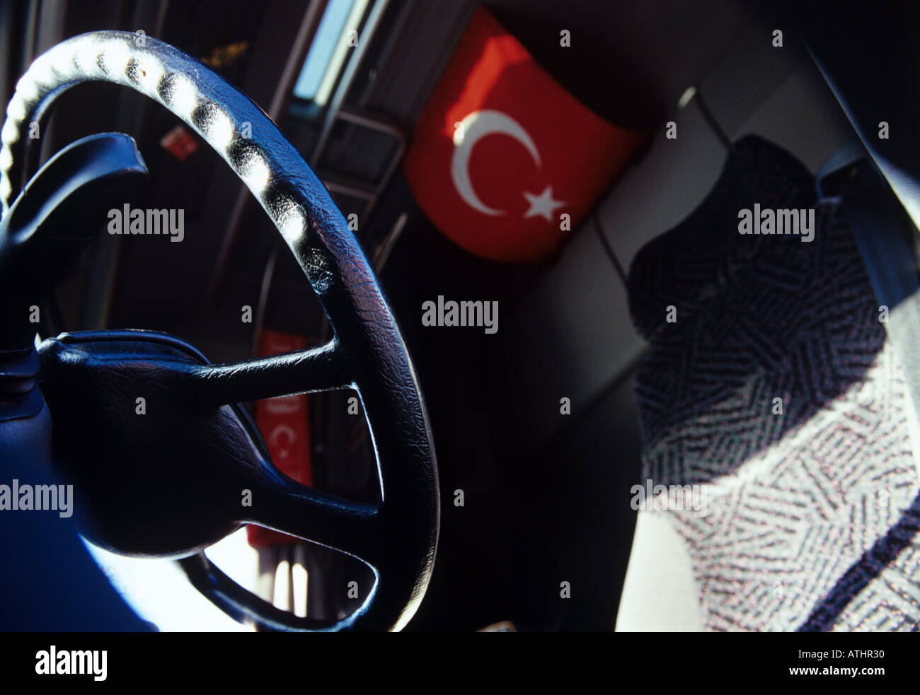 Ein Blick auf türkischen LKW Fahrer-Kabine. Stockfoto