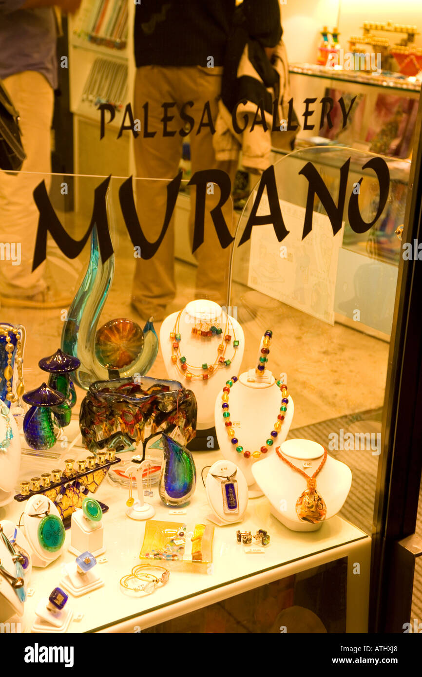 Murano-Glas für den Verkauf in einem Geschäft in Venedig Italien Stockfoto