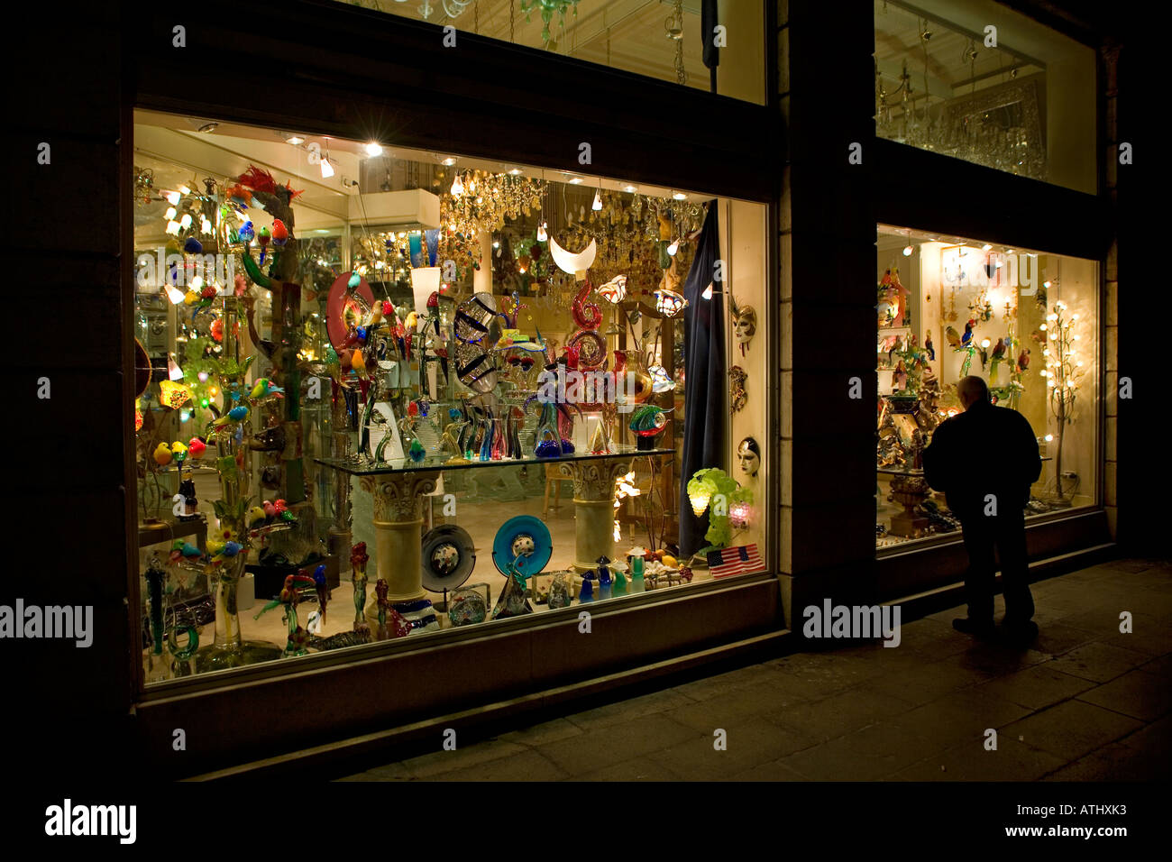Murano-Glas für den Verkauf in einem Geschäft in Venedig Italien Stockfoto