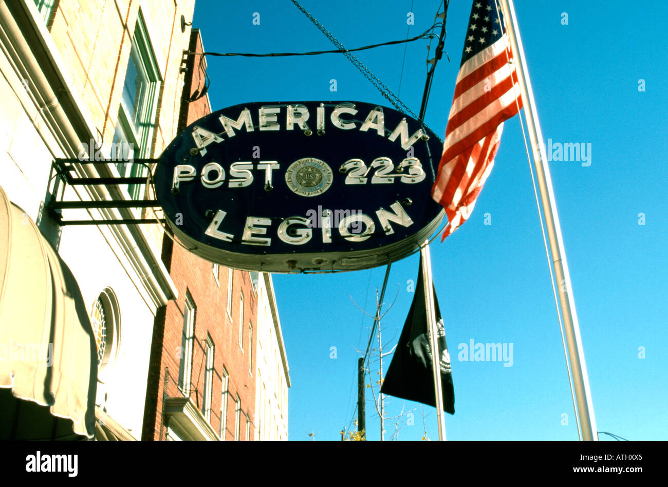 Zeichen der American Legion in USA Straße Stockfoto
