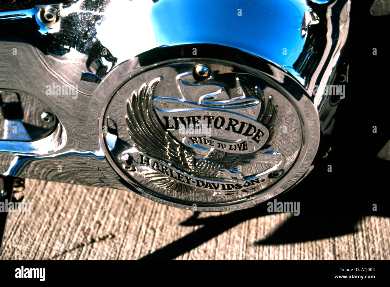 Chrome auf Harley Davidson Motorrad Stockfoto