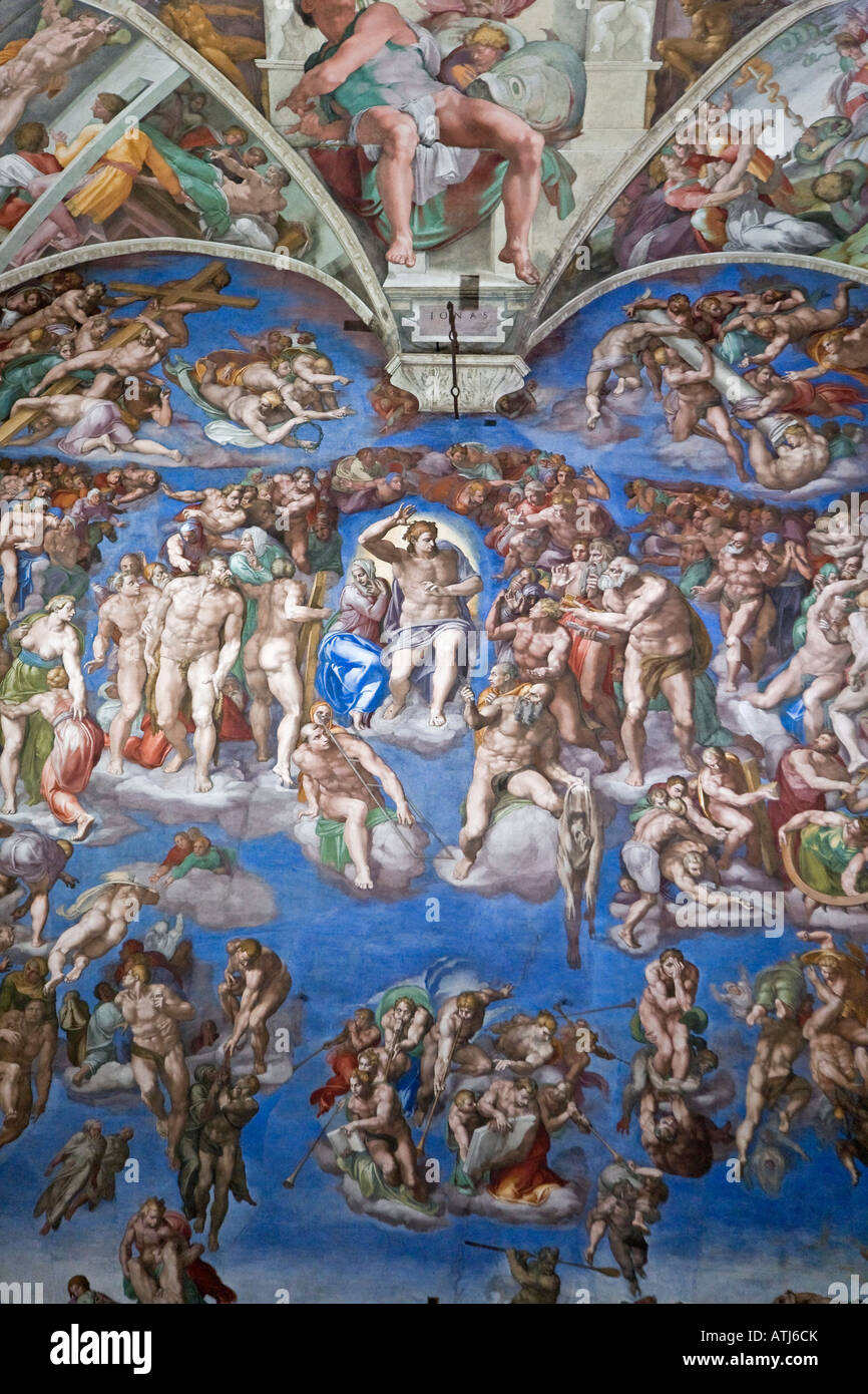 Detail von Michelangelo s letzten Urteil Rom Italien Stockfoto