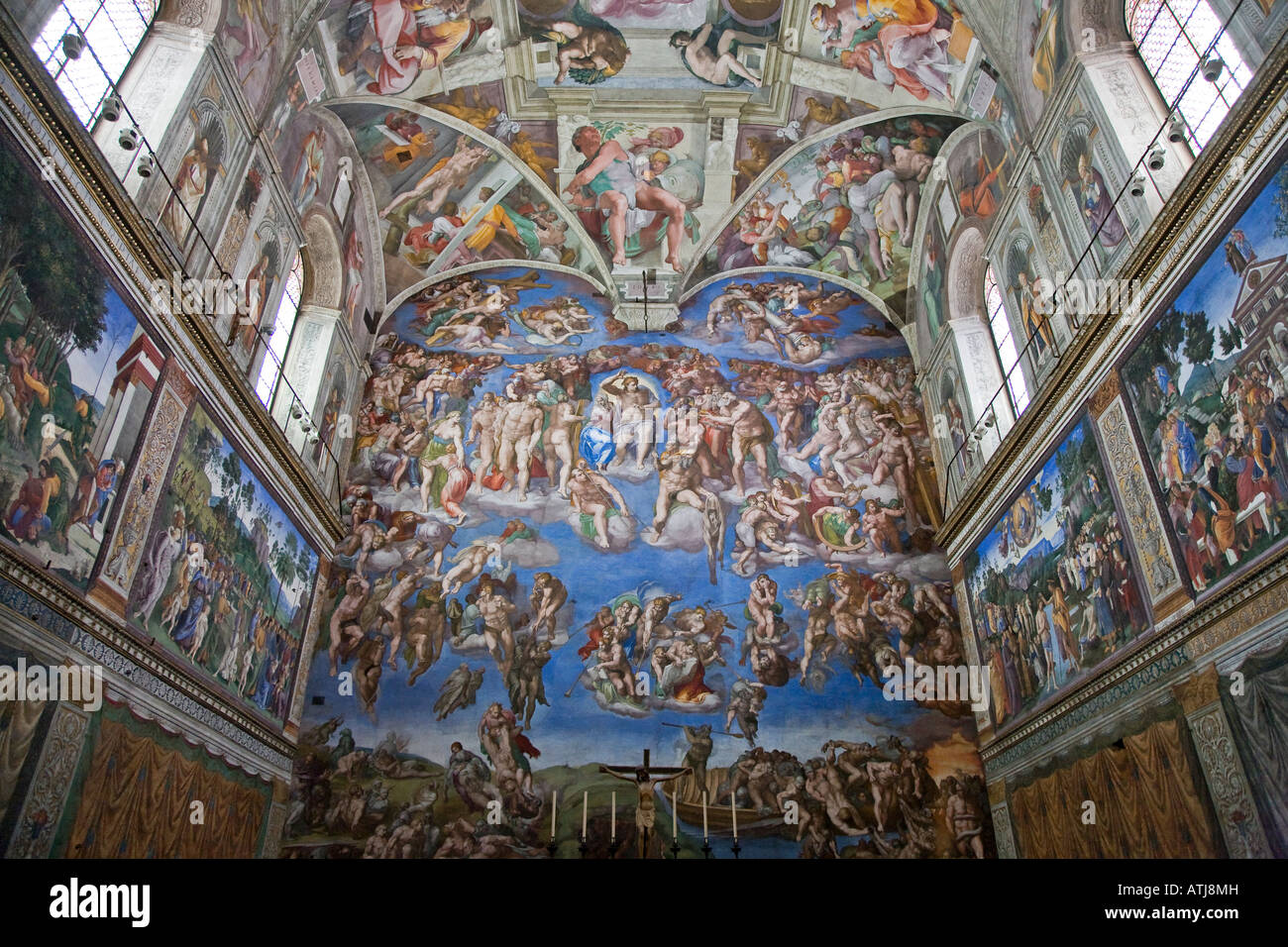 Michelangelo s Sixtinische Kapelle und die letzten Urteil Rom Italien Stockfoto