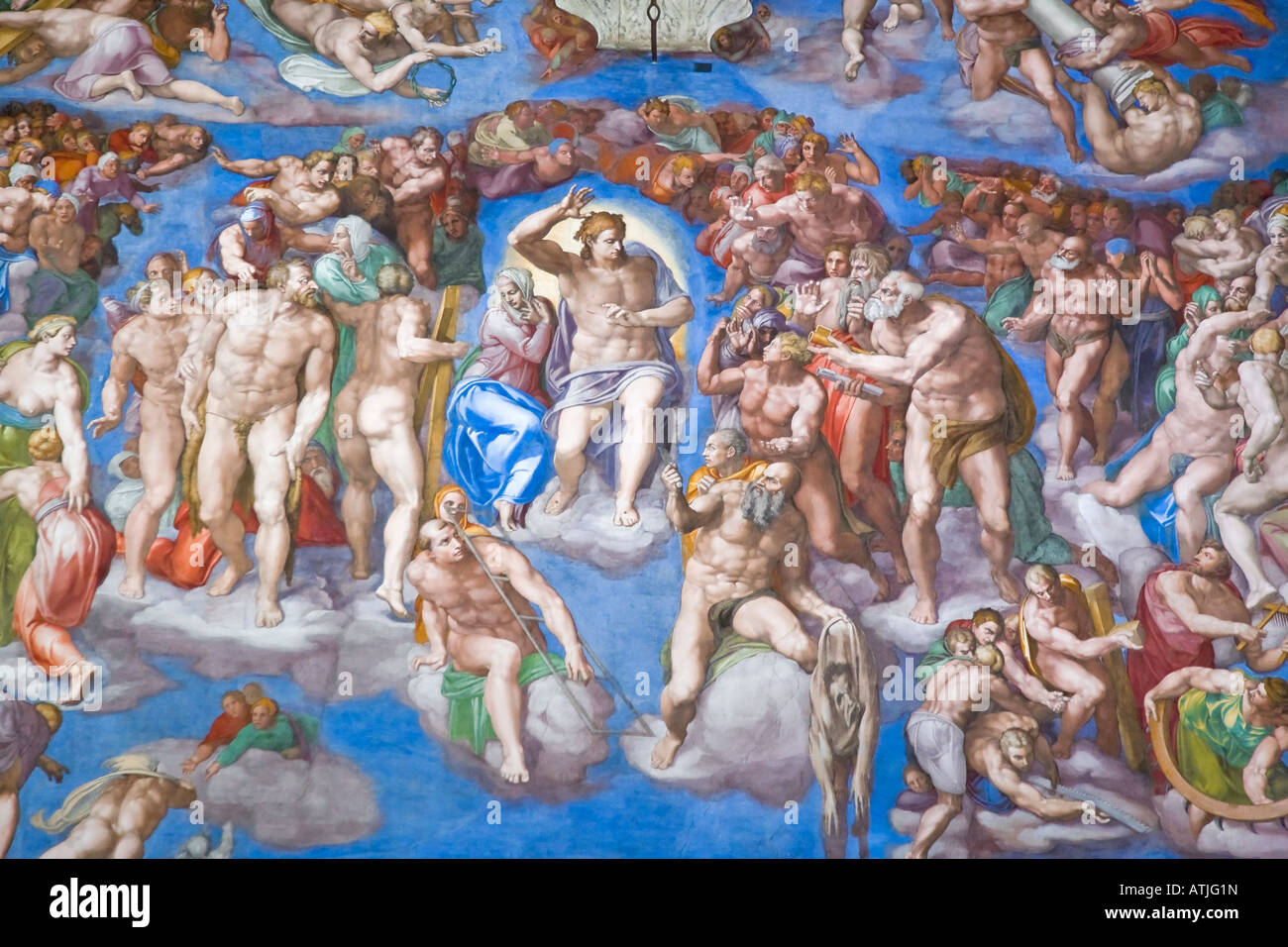 Detail von Michelangelo s letzten Urteil Rom Italien Stockfoto