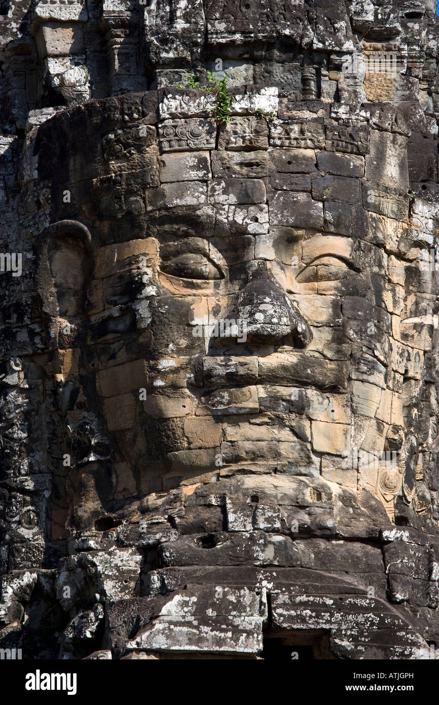 Gesicht Detail Bayon Tempel Angkor Thom Kambodscha Stockfoto