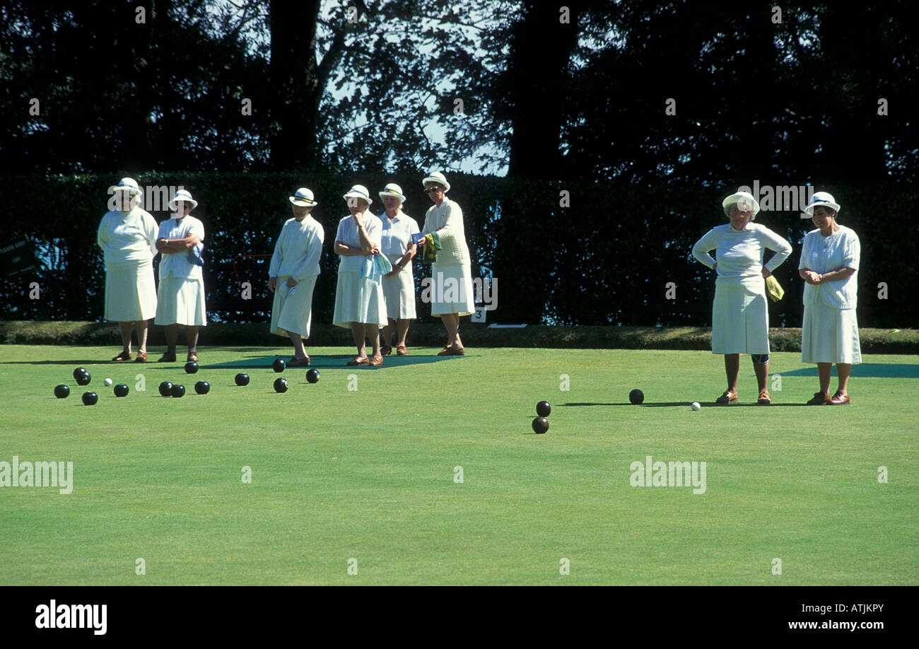 Damen bowling team spielen Boccia Boccia Ventnor Isle Of Wight UK Stockfoto