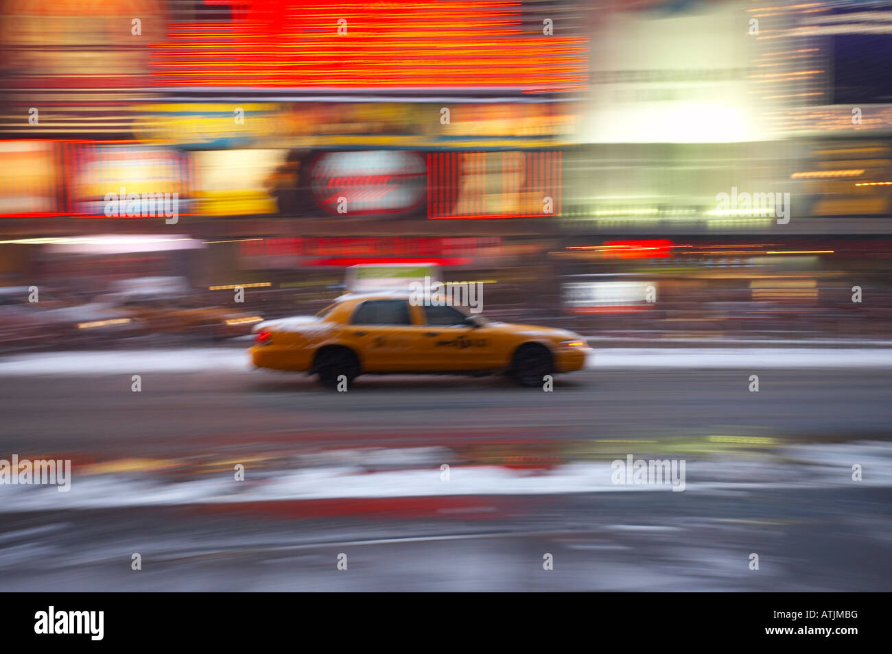 New York Taxi Cab am Broadway Stockfoto