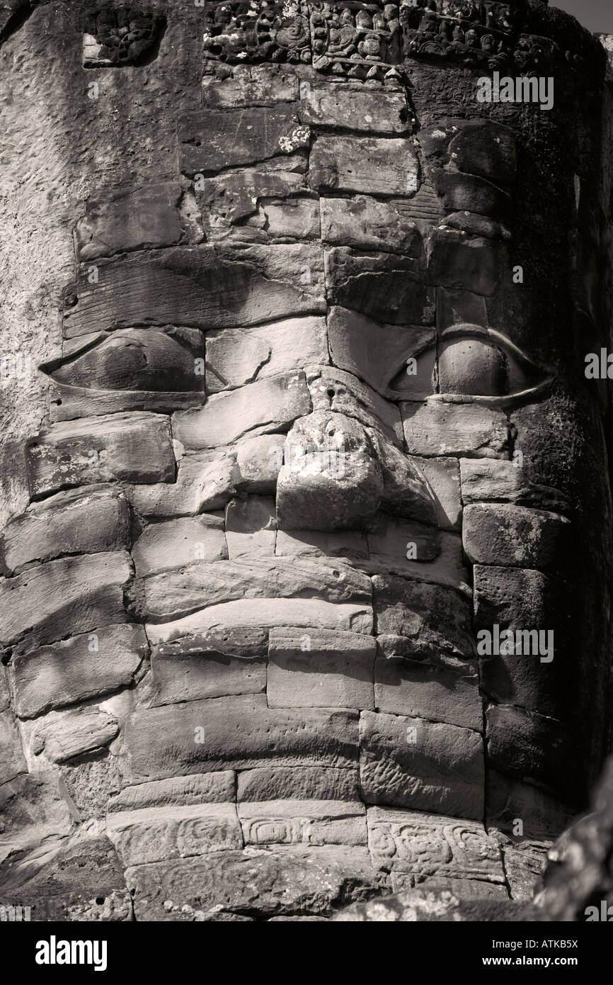 Gesicht Detail Bayon Tempel Angkor Thom Kambodscha Stockfoto