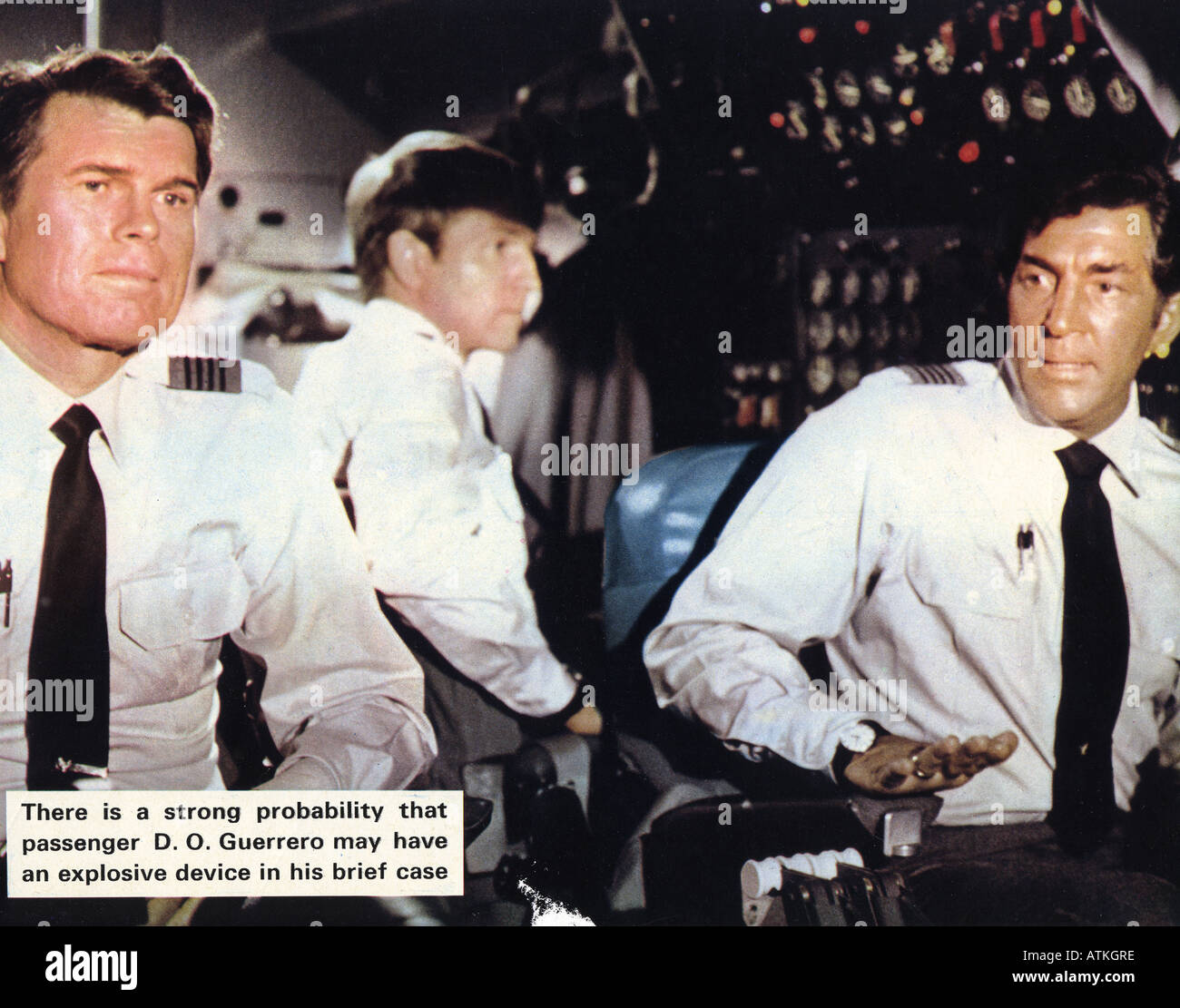 Flughafen 1970 Universal Film mit Dean Martin auf der rechten Seite Stockfoto