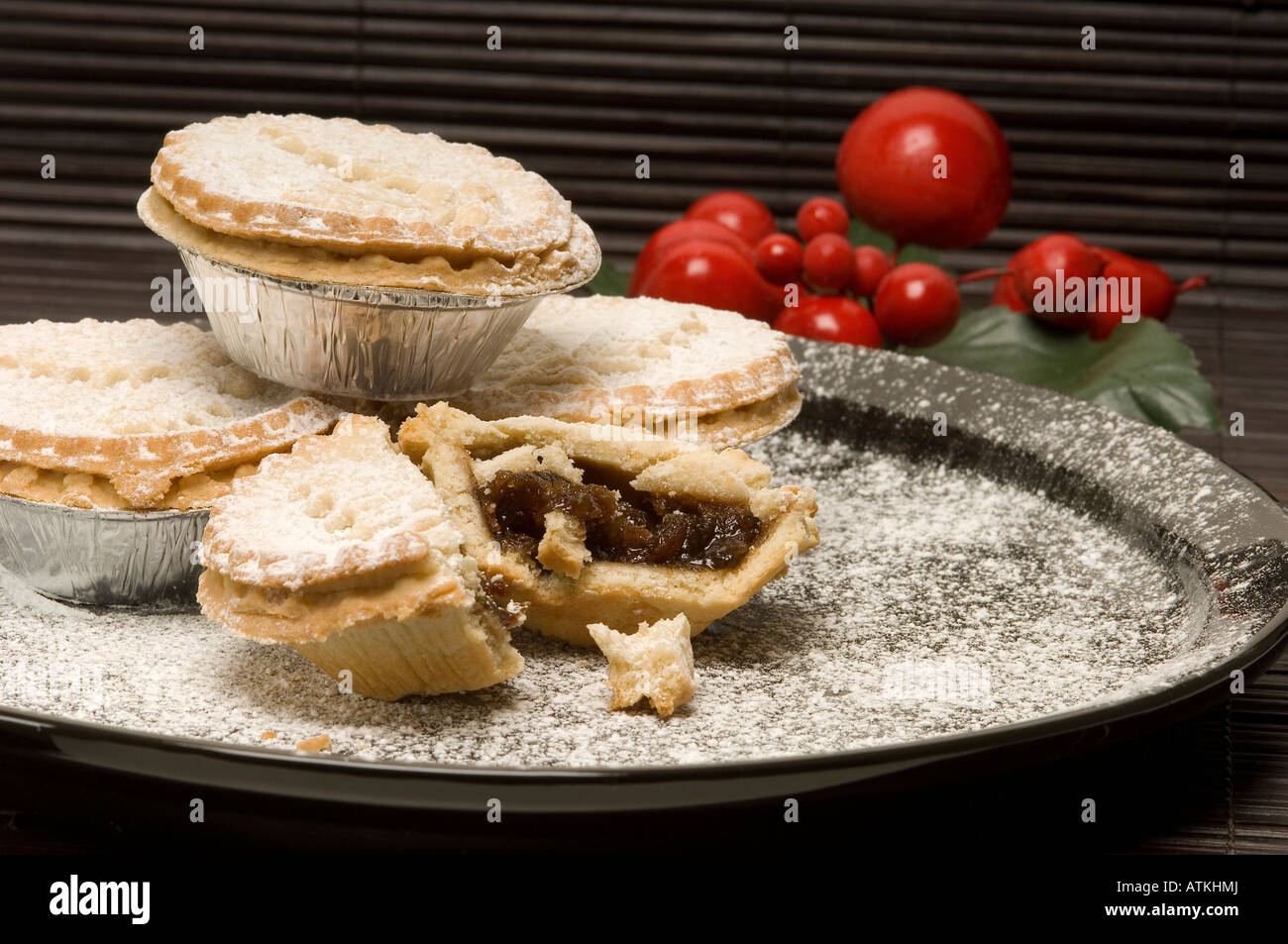 Weihnachten Hackfleisch Kuchen aus der Nähe Stockfoto