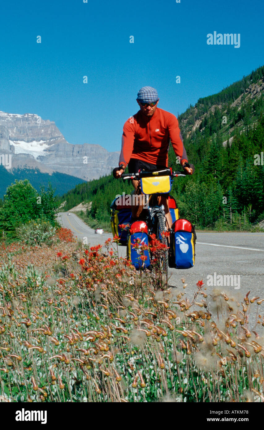 Motorradfahrer / Fahrradfahrer Stockfoto