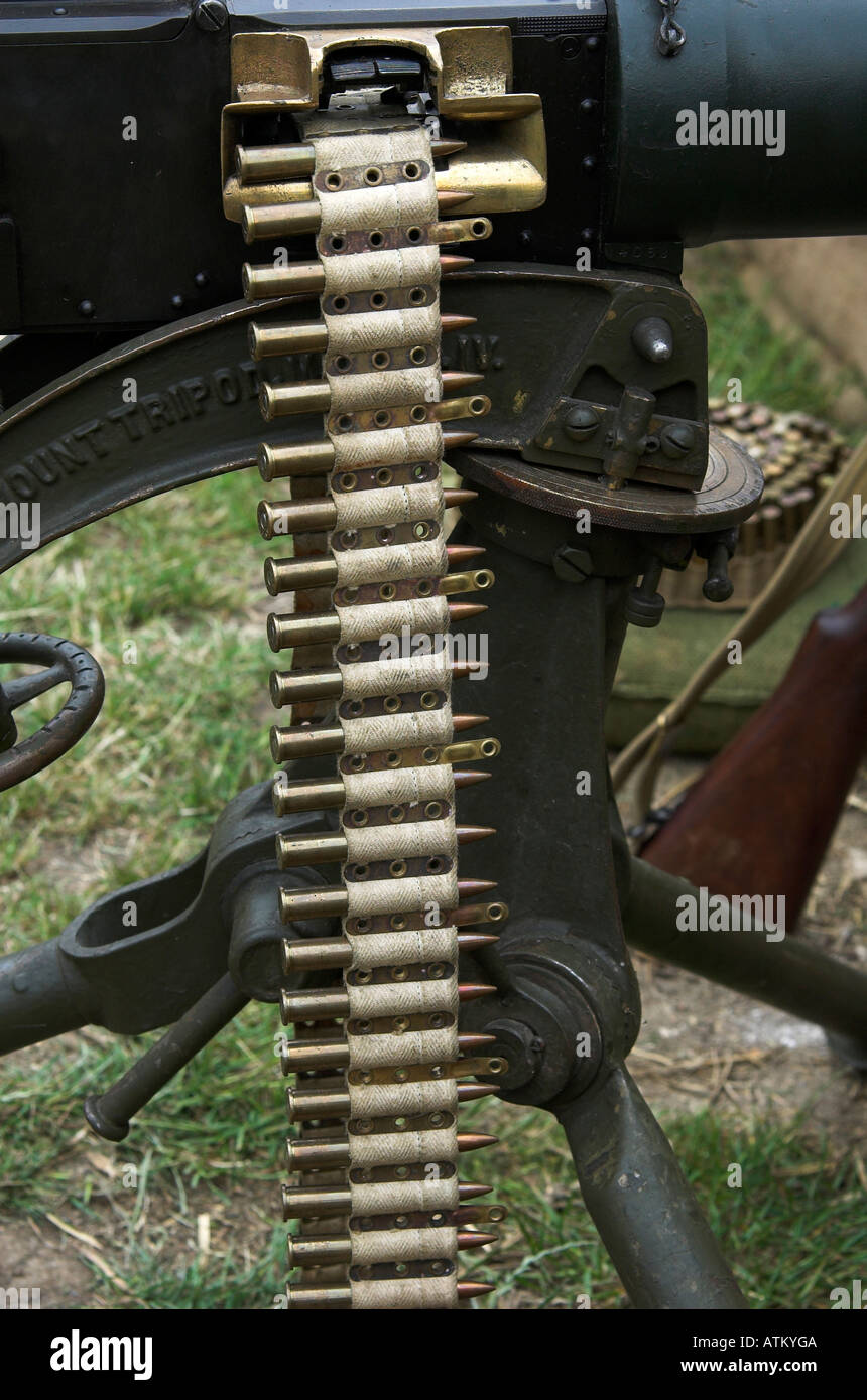Patronengurt auf einer Lewis Gewehr Stockfoto