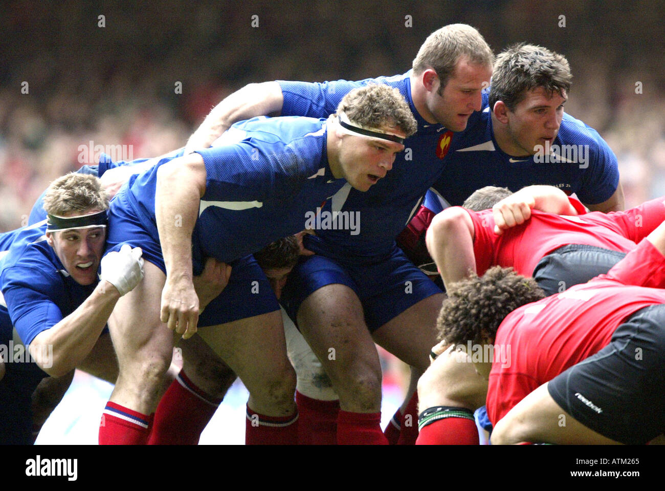 Französische Front Row Wales Frankreich Match Rugby Six Nations Championship Millennium Stadion Cardiff Stockfoto