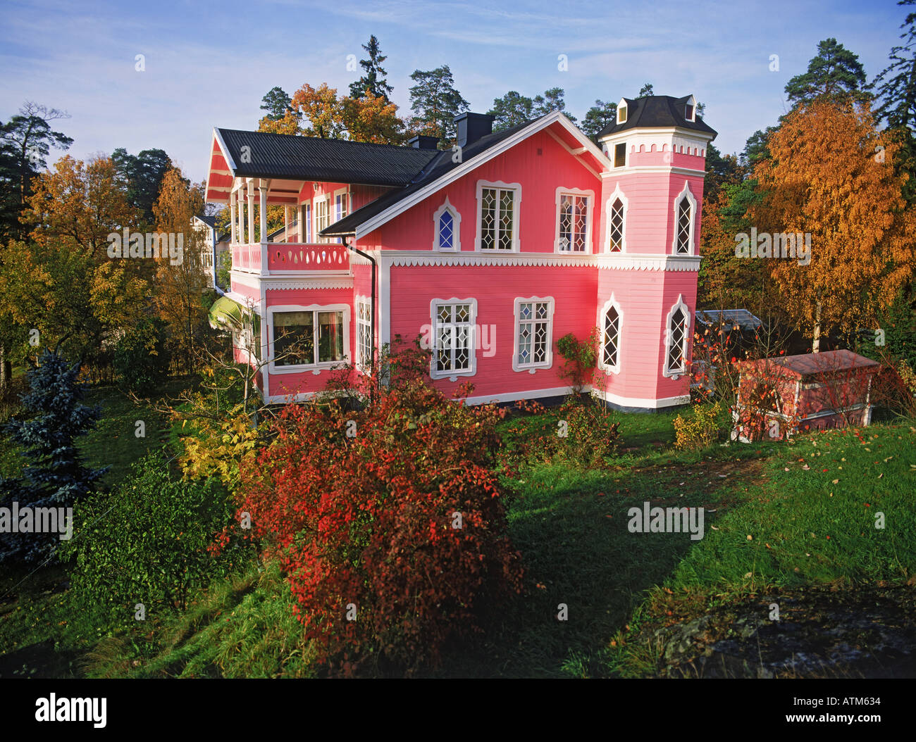 Das Pink Palace im Besitz von Ralph Lundsten in der Nähe von Stockholm Schweden Stockfoto