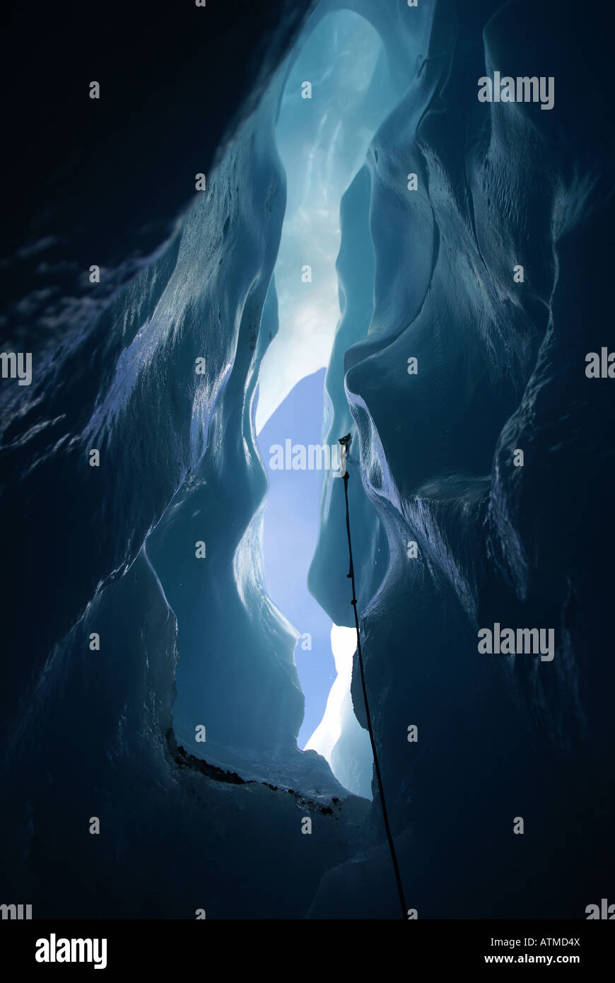 Innenansicht der Eishöhle auf Franz Josef Glacier Stockfoto