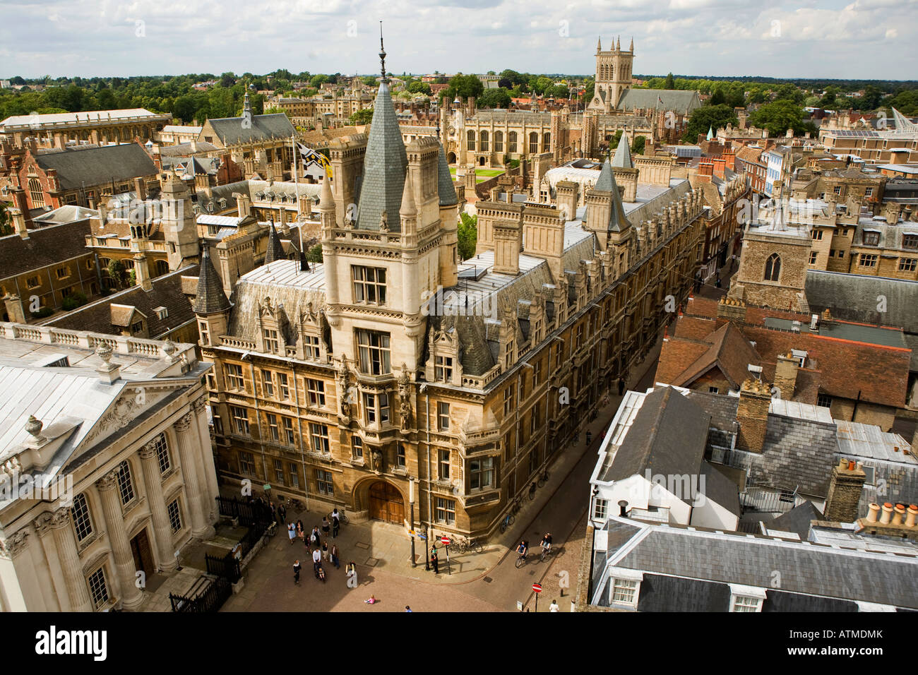 Gonville und Caius College vom Great St. Marys Tower, England aus gesehen Stockfoto