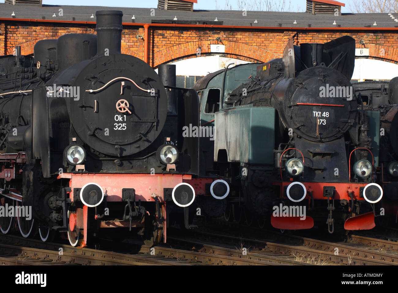 Dampflokomotiven Sie Motoren Tkt 48 aus dem Jahr 1948 und Ok1 von 1906 Stockfoto