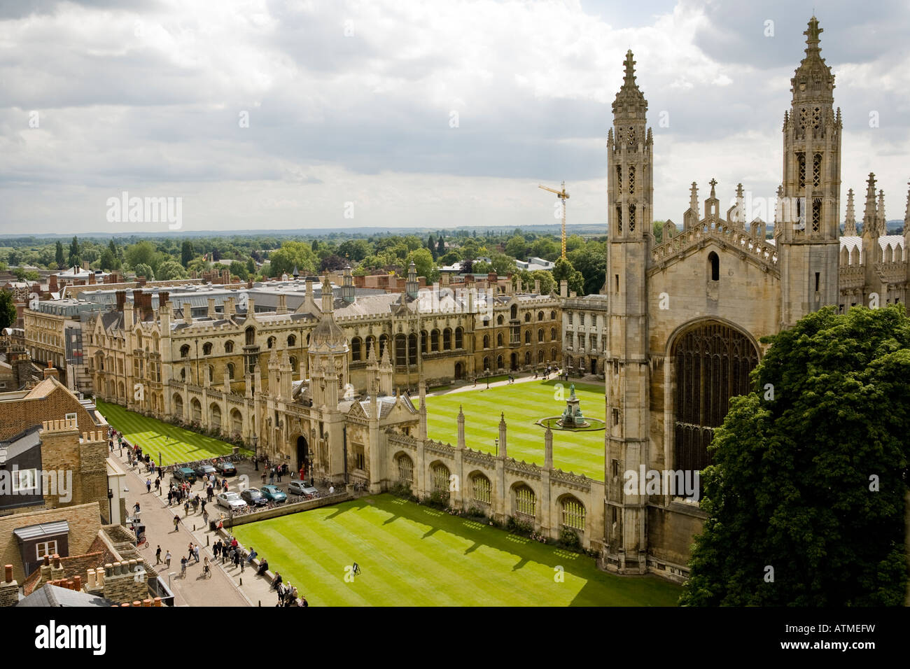 King's College Kapelle von Great St. Marys Tower, Cambridge, England. Stockfoto