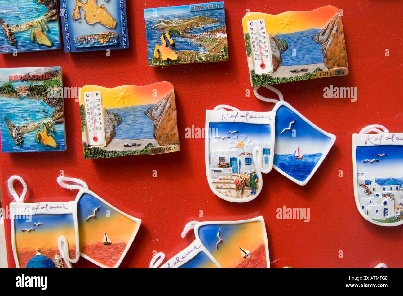 Ein Shop verkauft seine waren auf der griechischen Insel Kefalonia. Stockfoto