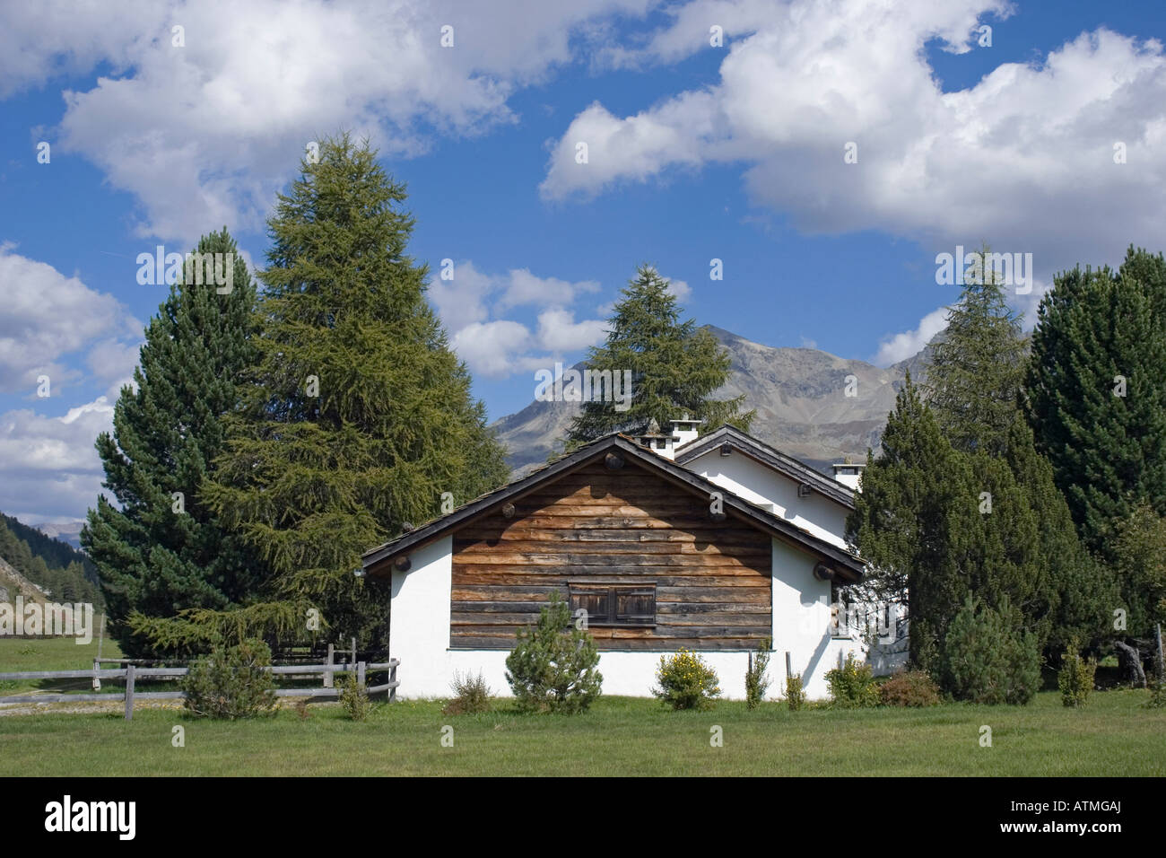 Chalet in Sils Engadin Schweiz Stockfoto