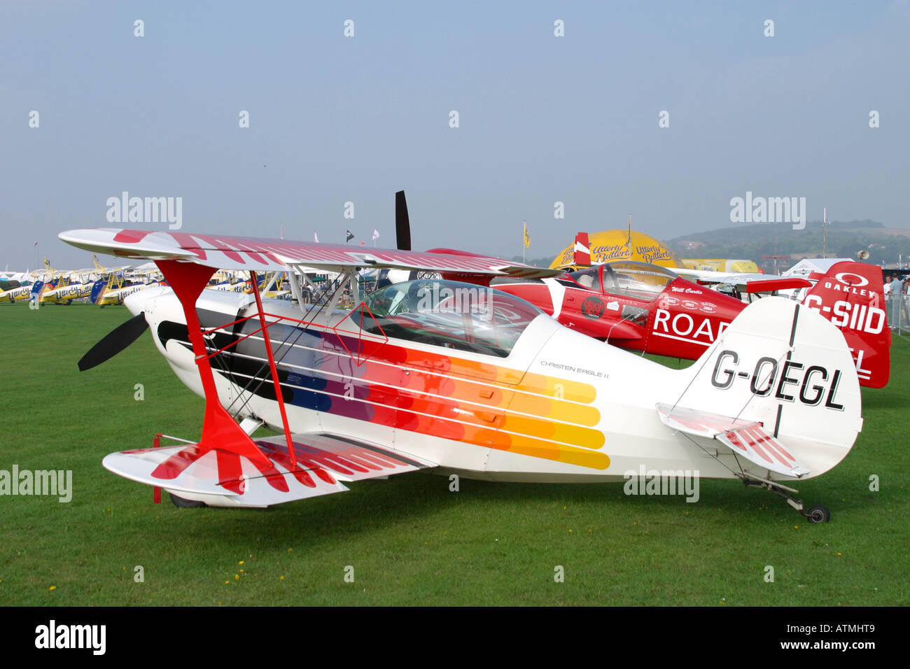 Christen Sie Eagle II auf statische Anzeige bei Shoreham airshow Stockfoto