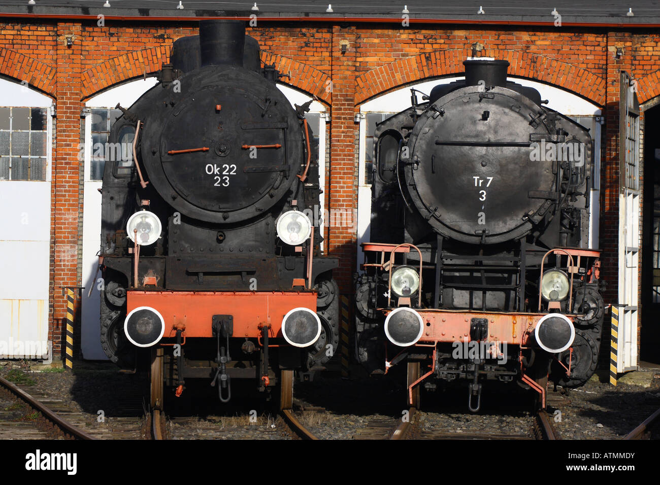 Dampflokomotiven Sie Motoren Tr 7 und Ok22 aus dem Jahr 1922 Stockfoto