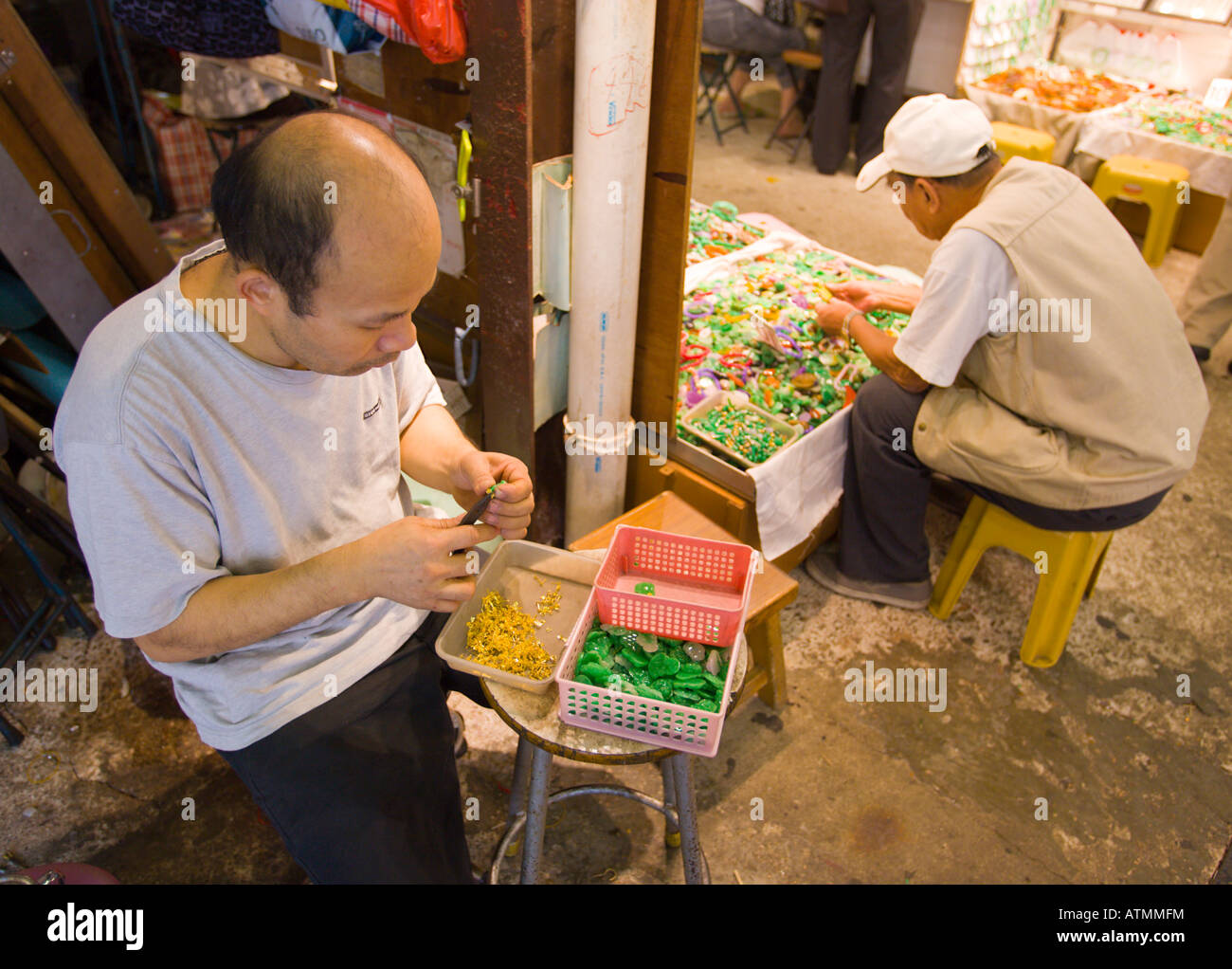 HONG KONG CHINA Jademarkt in Yau Ma Tei Nachbarschaft in Kowloon Stockfoto