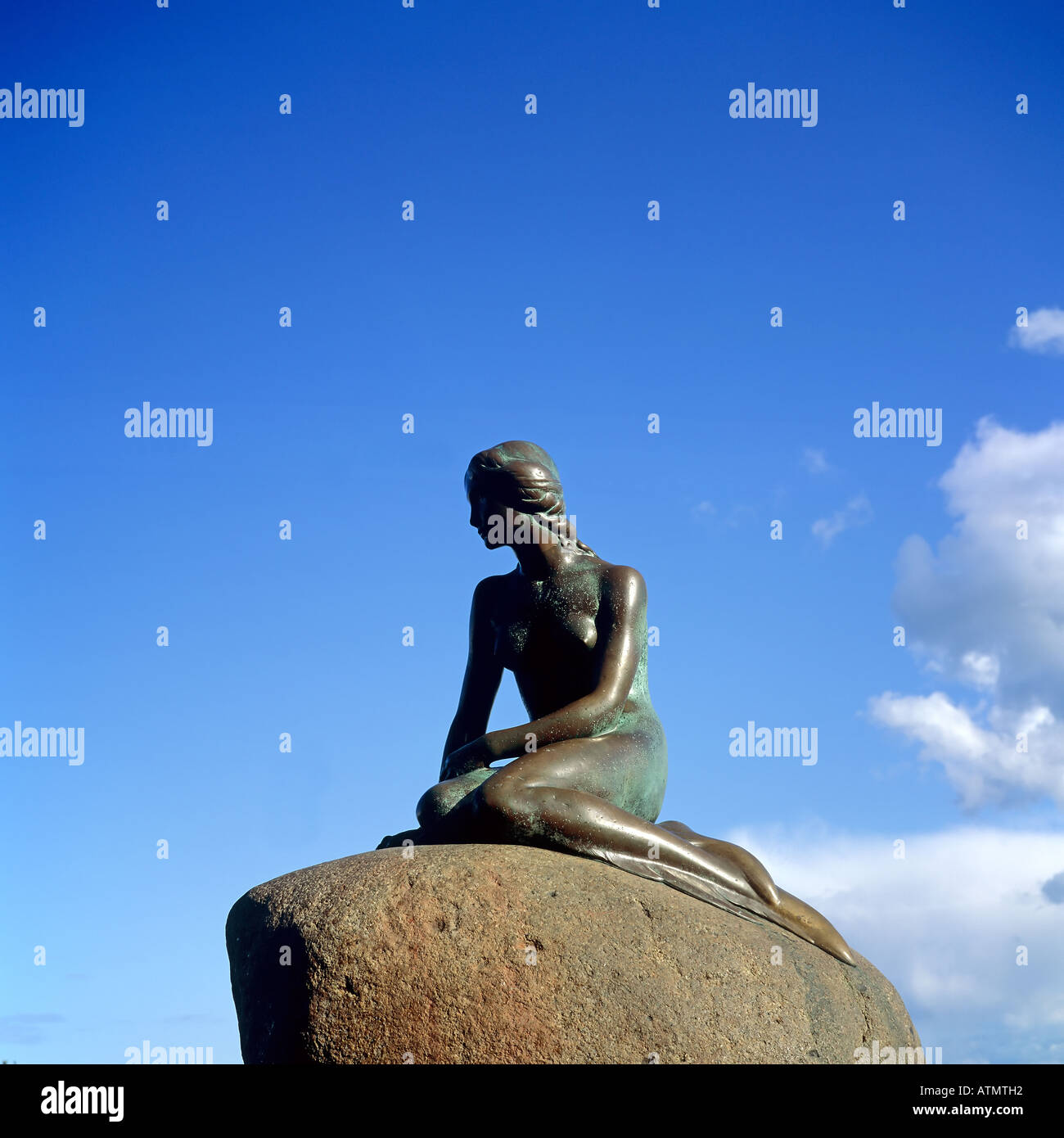 Die kleine Meerjungfrau, Bronzestatue von Edvard Eriksen 1913, Kopenhagen, Dänemark Stockfoto