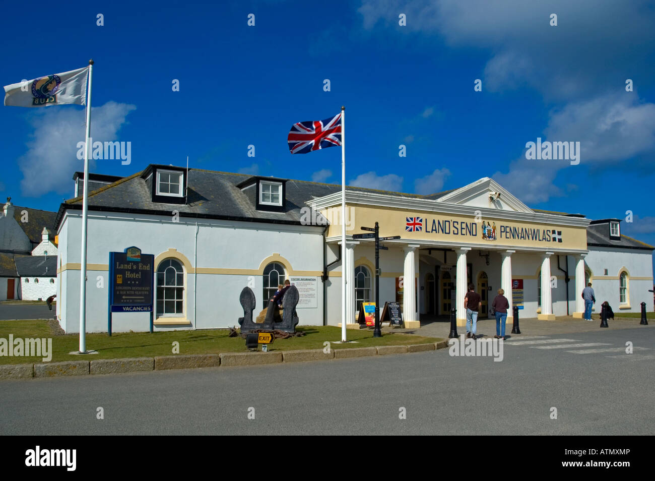 der Eingang zum Lands End in Cornwall, england Stockfoto
