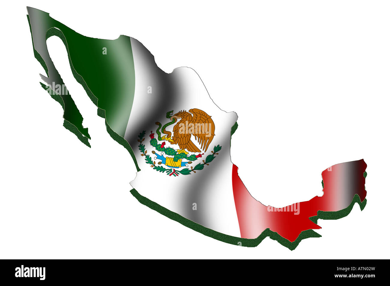 Übersichtskarte und Flagge Mexikos Stockfoto