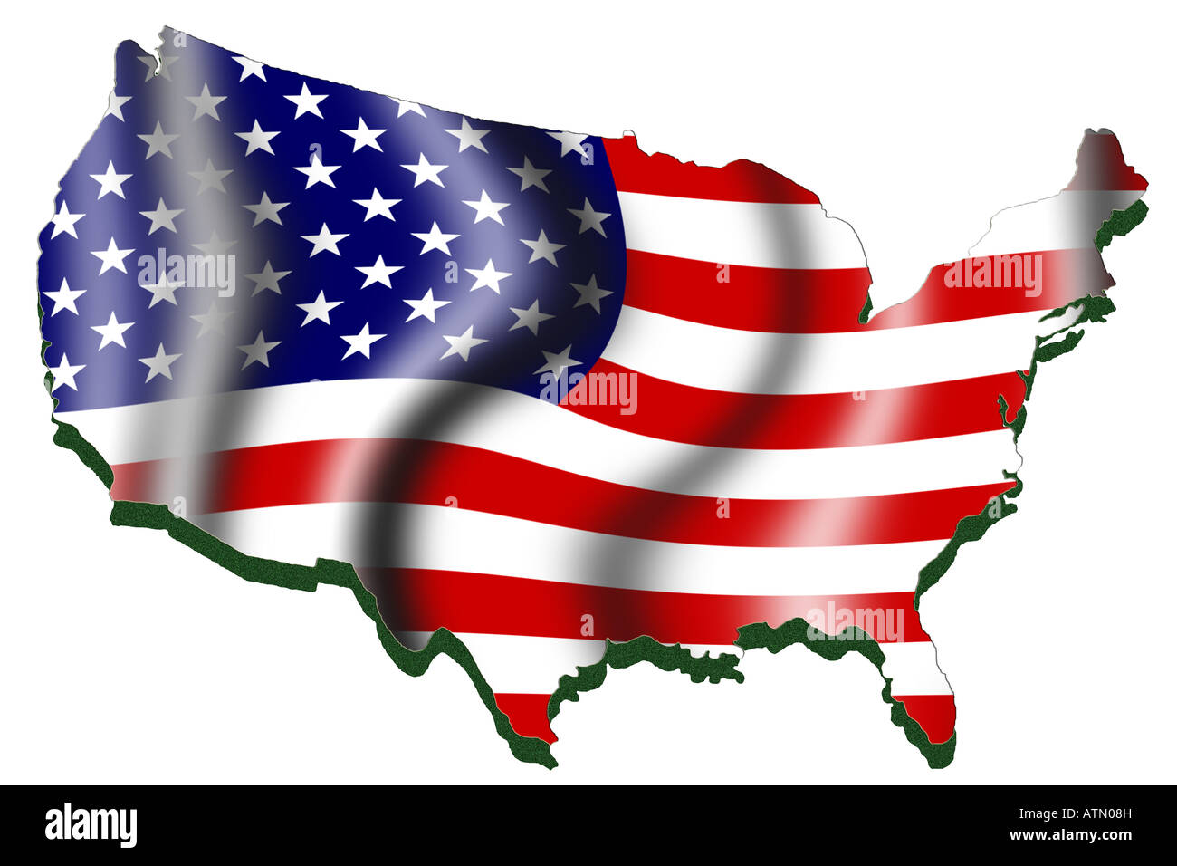 Übersichtskarte und Flagge der USA Stockfoto