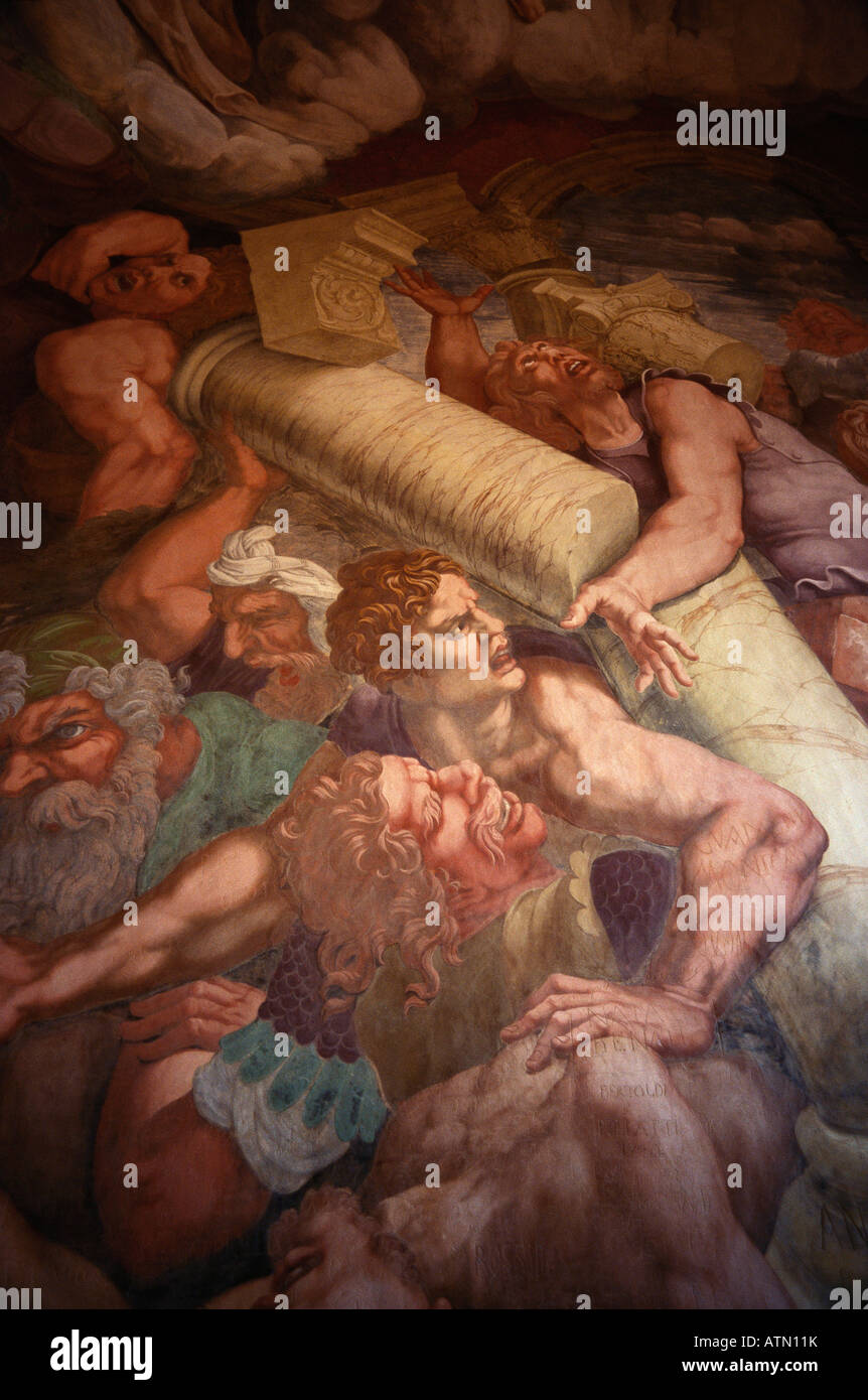 Mantova Italien Sala dei Giganti Giulio Romano s 16. C Fresken der Giganten im Palazzo Te Stockfoto