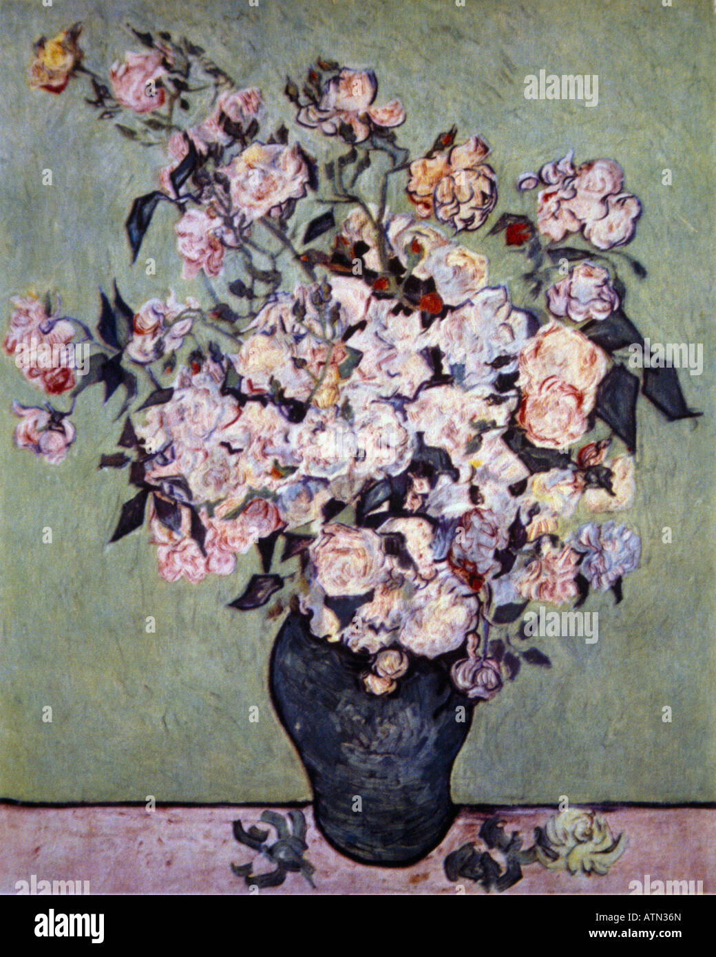 Weiße Rosen - Gemälde von Vincent Van Gogh Stockfoto