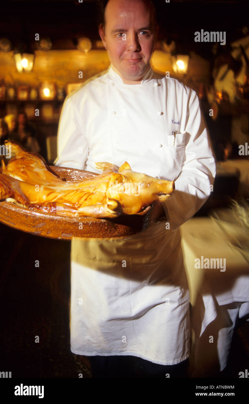 Spanferkel in Candido Restaurant SEGOVIA Kastilien und Leon Region Spanien Stockfoto