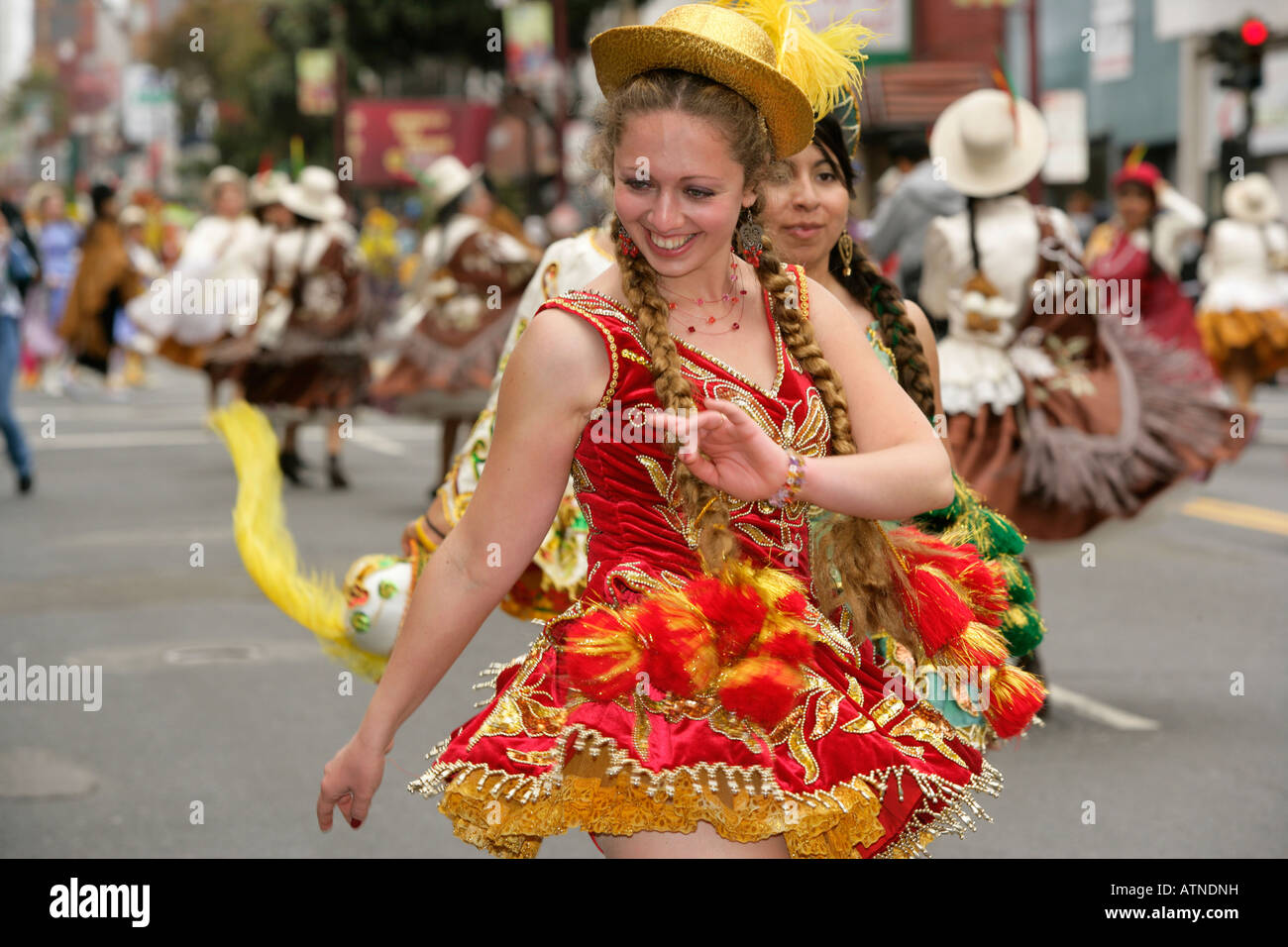 Karnevalstreiben in San Francisco, Kalifornien, USA Stockfoto