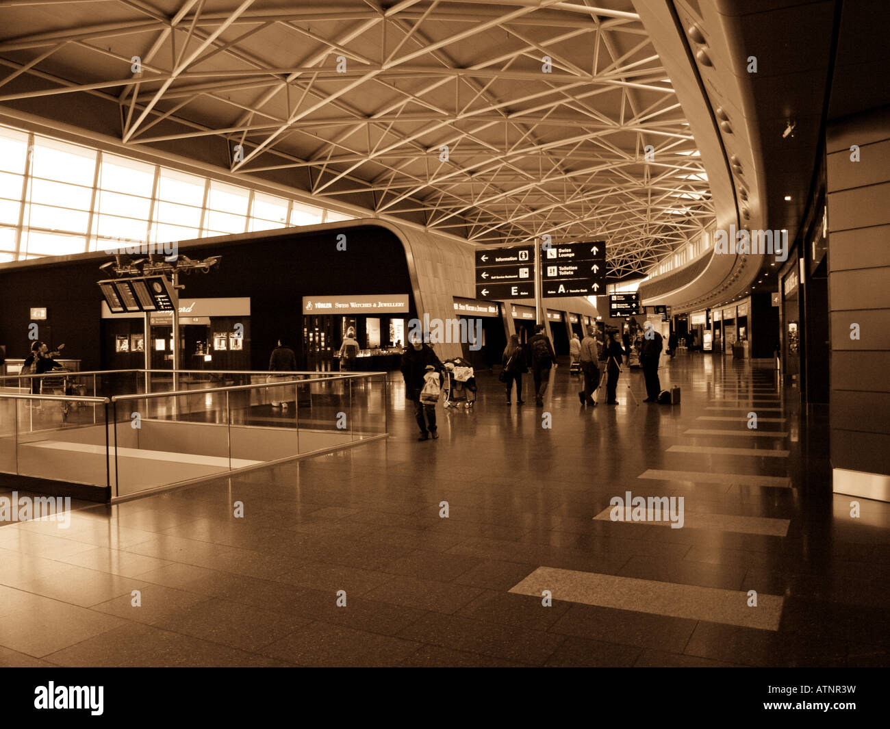 Ein Sepia getönten Schuss des Flughafens Zürich. Stockfoto