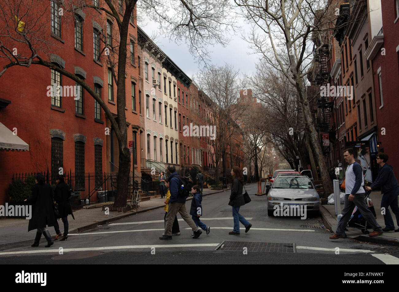 Straßenszene auf Bleecker Street in Greenwich Village in New York City Stockfoto
