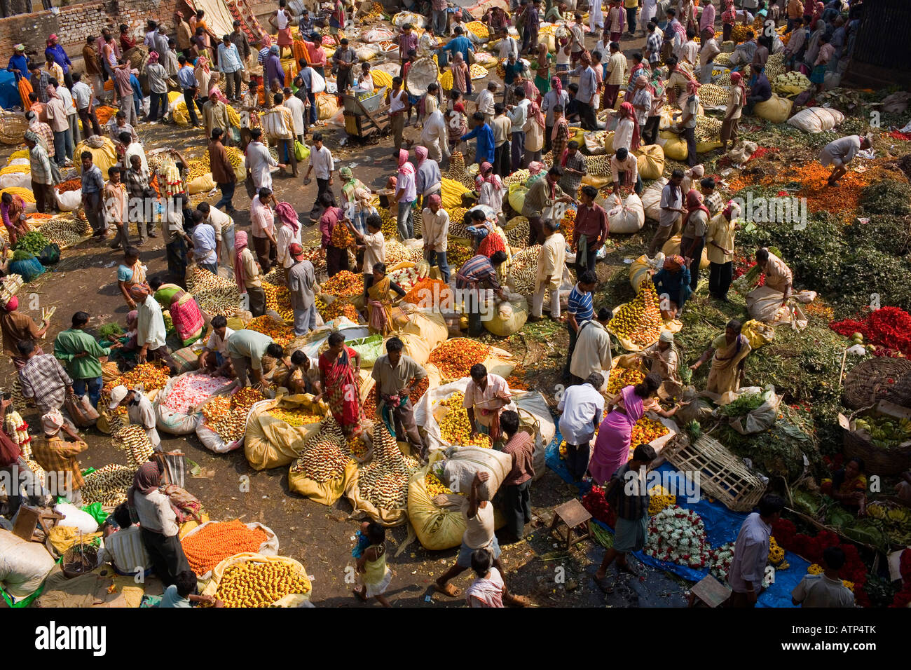 Ein Kolkata Blumenmarkt. Stockfoto
