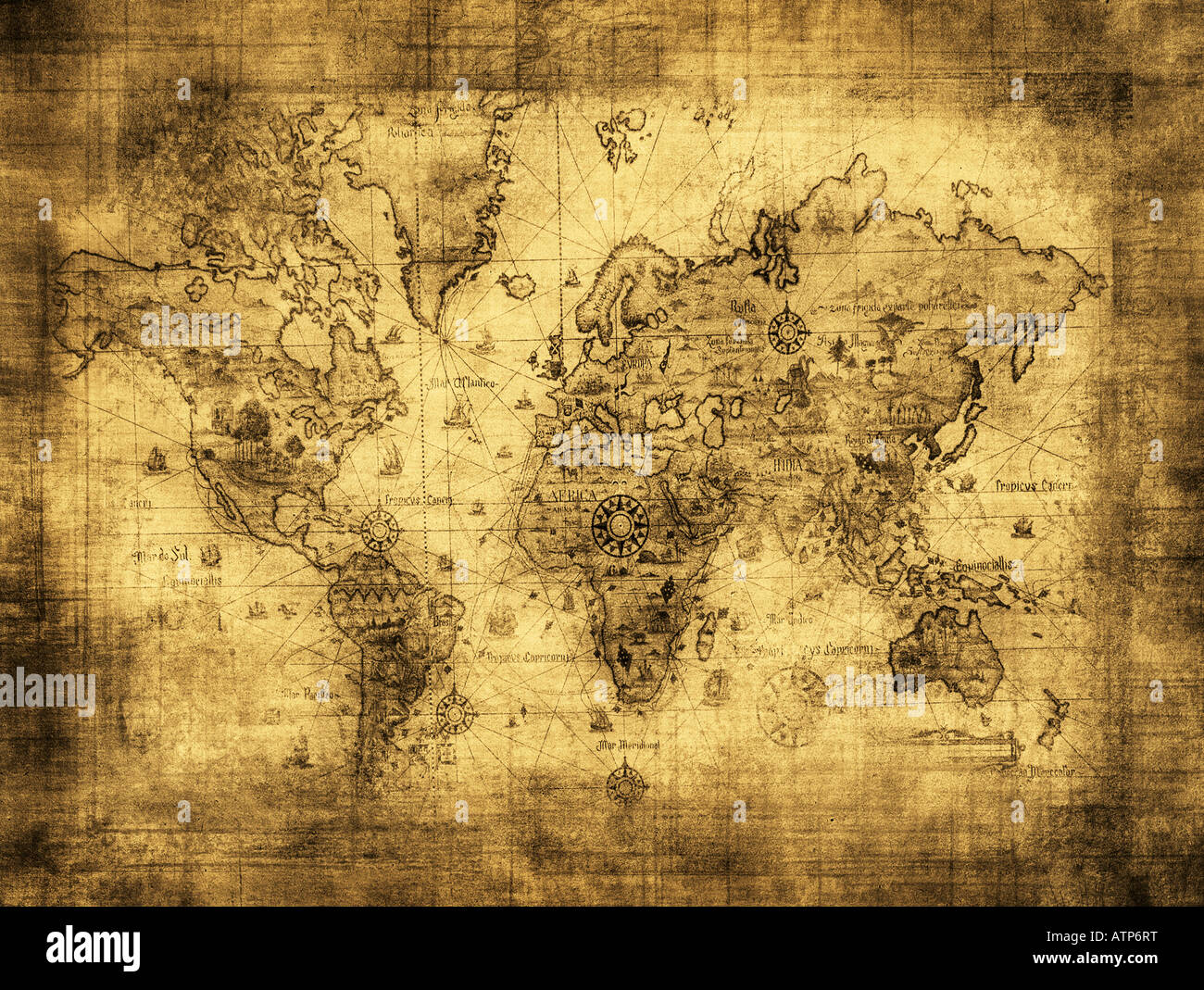alte Karte der Welt Stockfoto